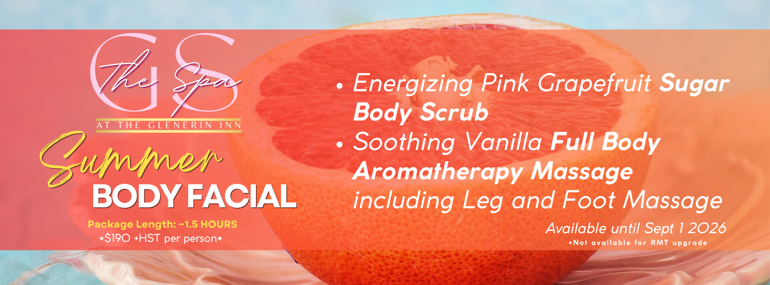 A grapefruit to promote the pink grapefruit body scrub included in the package